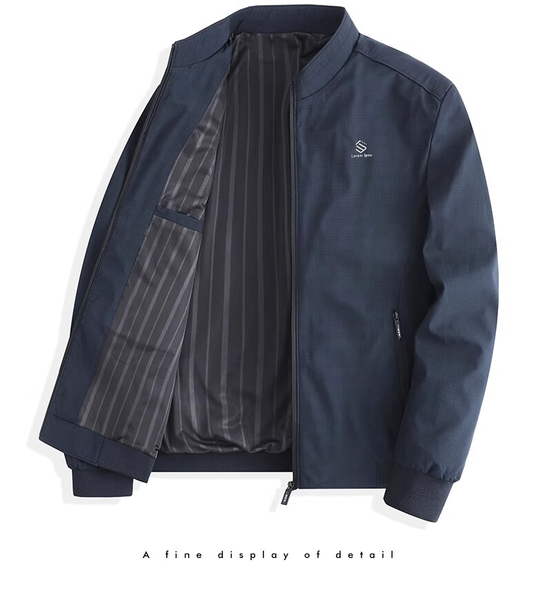 Baocaiyang Middle-Aged Dad Casual Jacket for Men, Spring And Autumn Stand-Up Collar Cadre Uniform Outerwear, Middle-Aged And Elderly Men's Clothing 2