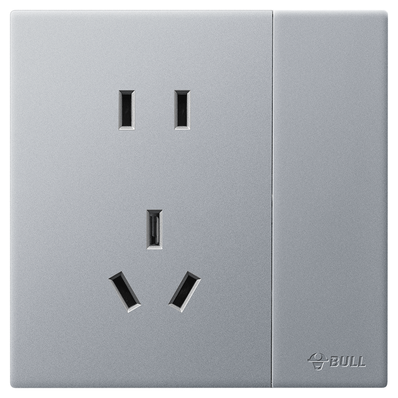 BULL G60 Series One-Gang Two-Way Five-Hole Switch Socket with Switch Ultra-Thin Panel G60E334 Moonlight Gray