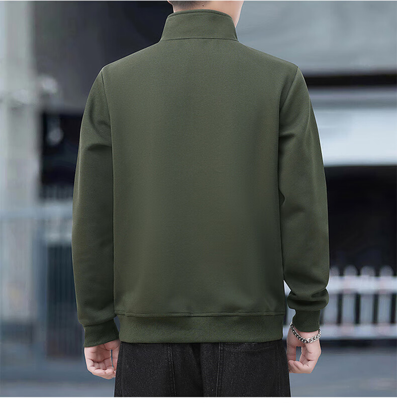 MiiOW Men's Sweatshirt, Spring And Autumn Long-Sleeve T-Shirt, Casual Fashion Versatile Lapel Undershirt, Men's Top, Army Green, 2XL 6