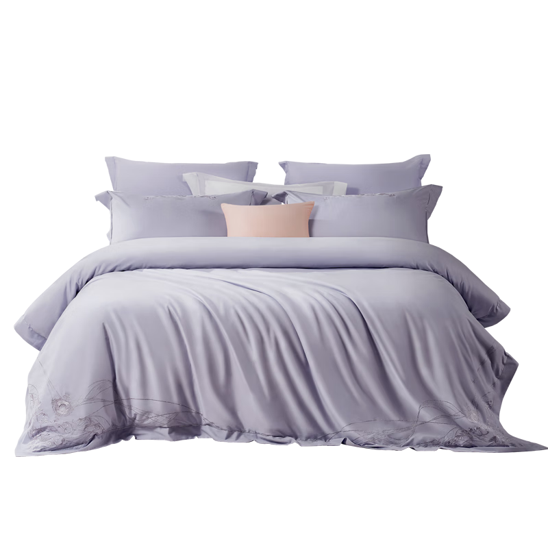 FUANNA Pure Cotton Bedding Set, 100s Long-Staple Cotton Grade A Single/double Full Cotton Set, 203*229cm, Gray
