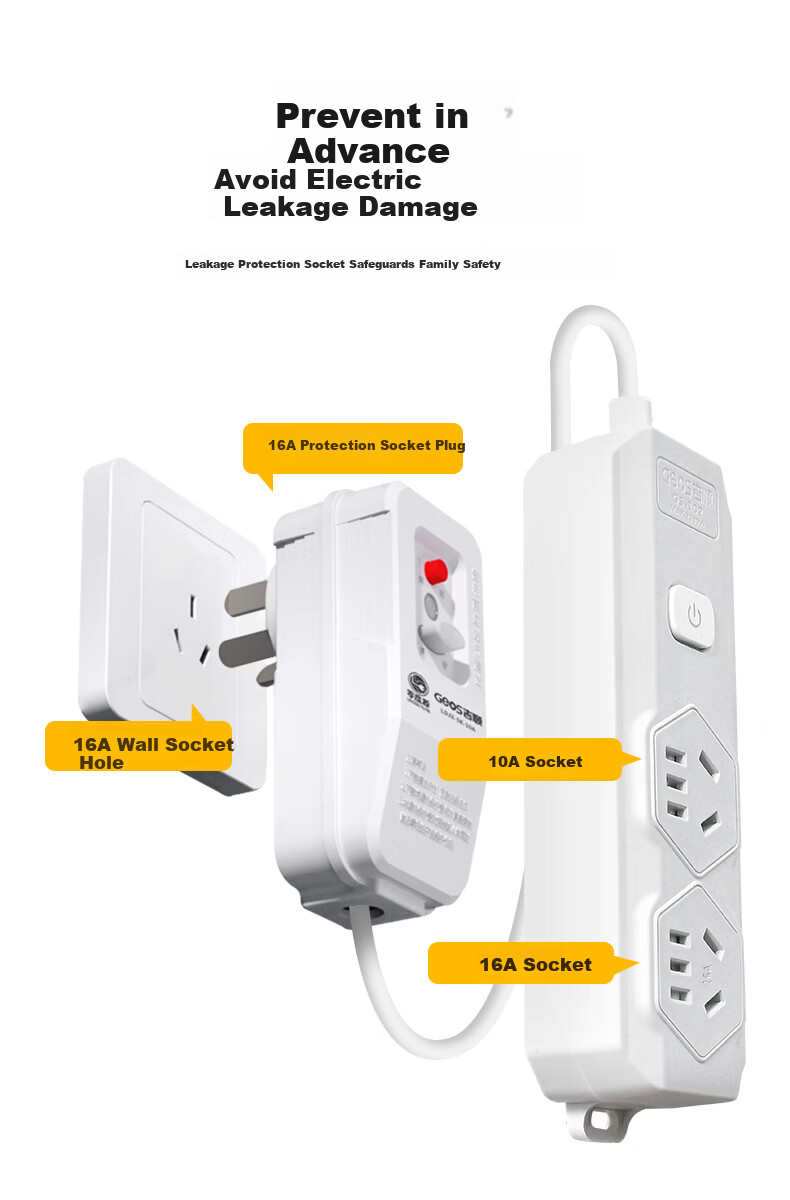 JS JISHUN 16A to 10A Leakage Protection High-Power 4000W Air Conditioner Socket, 1.5 Meters, 0.15s Power-Off 6