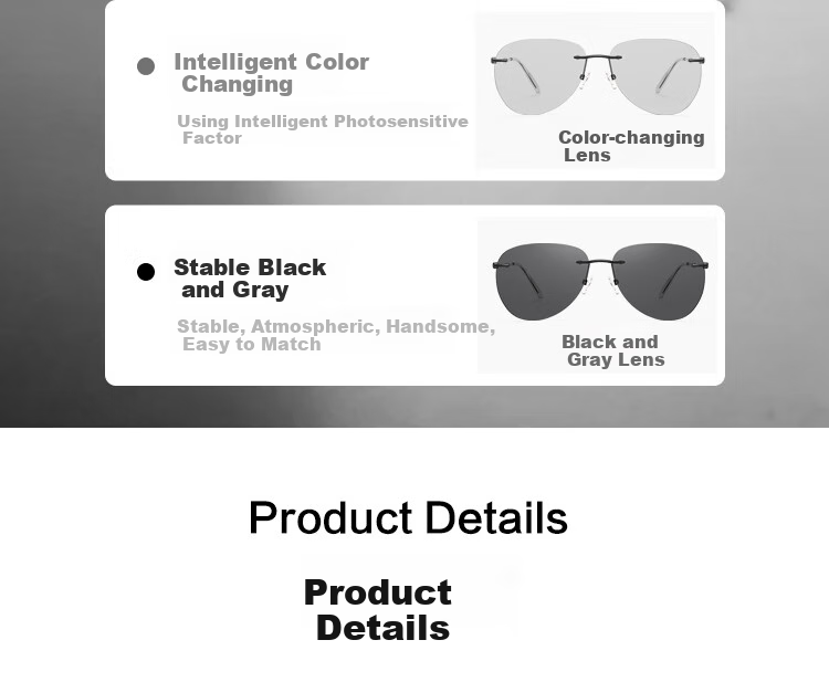 Bertha Polarized Sunglasses for Men, Imported Titanium Material, Specialized for Driving, Photochromic, Frameless, Ultra-Light, for Driving And Fishing 23