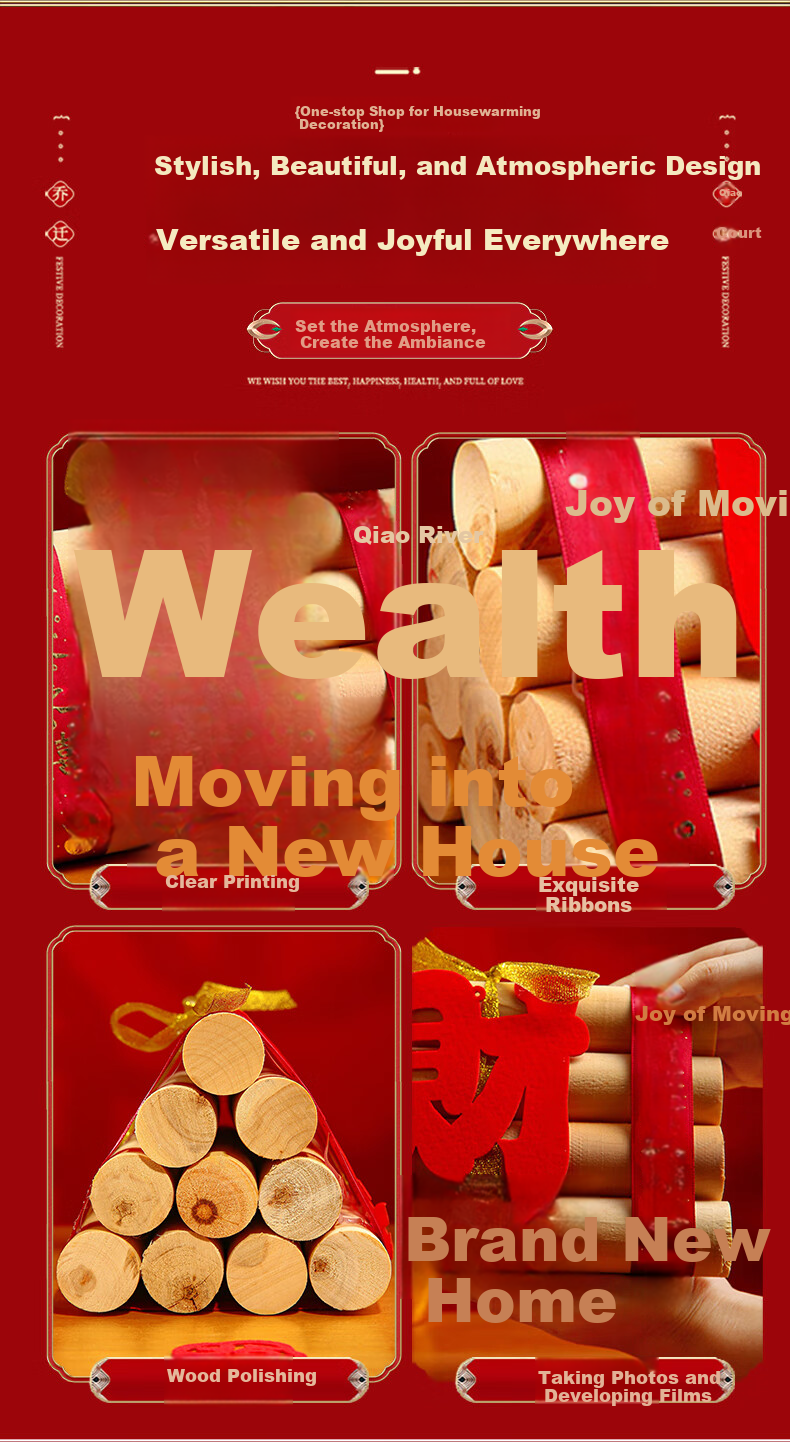 Shicai Auspicious Housewarming Ornament Complete Set for Moving In New Home Living Room Fortune Character Decoration 2