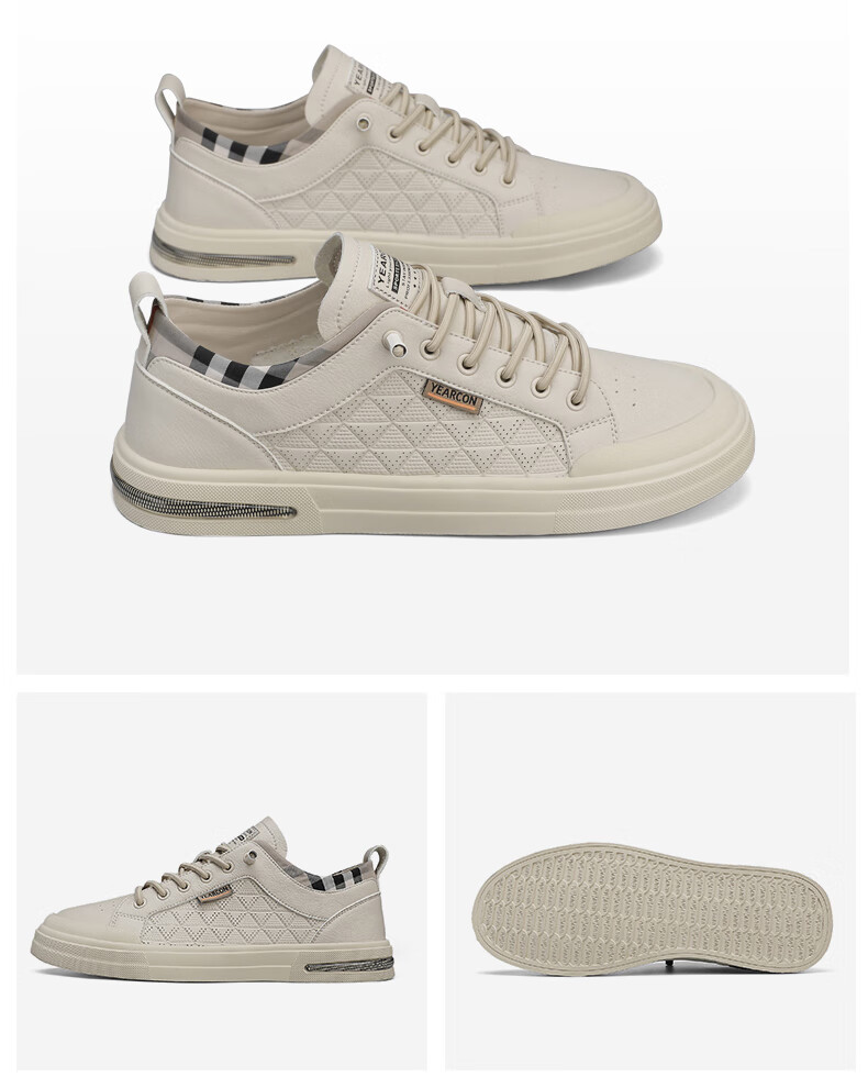 Yierkang Men's Casual Sneakers, New Low-Top Ultra-Light Flat Shoes, All-Season Sports Slip-On Youth Shoes, Khaki, Size 40 18