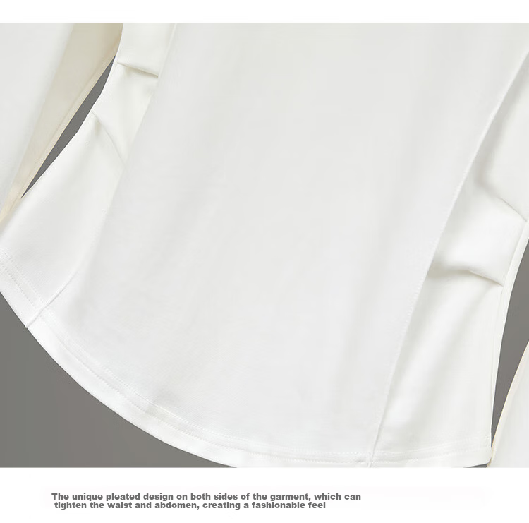 Tachi Simple Base Shirt, 2026 Spring New Women's Clothing, Pleated Waist-Cinching Slimming Round Neck Top 20