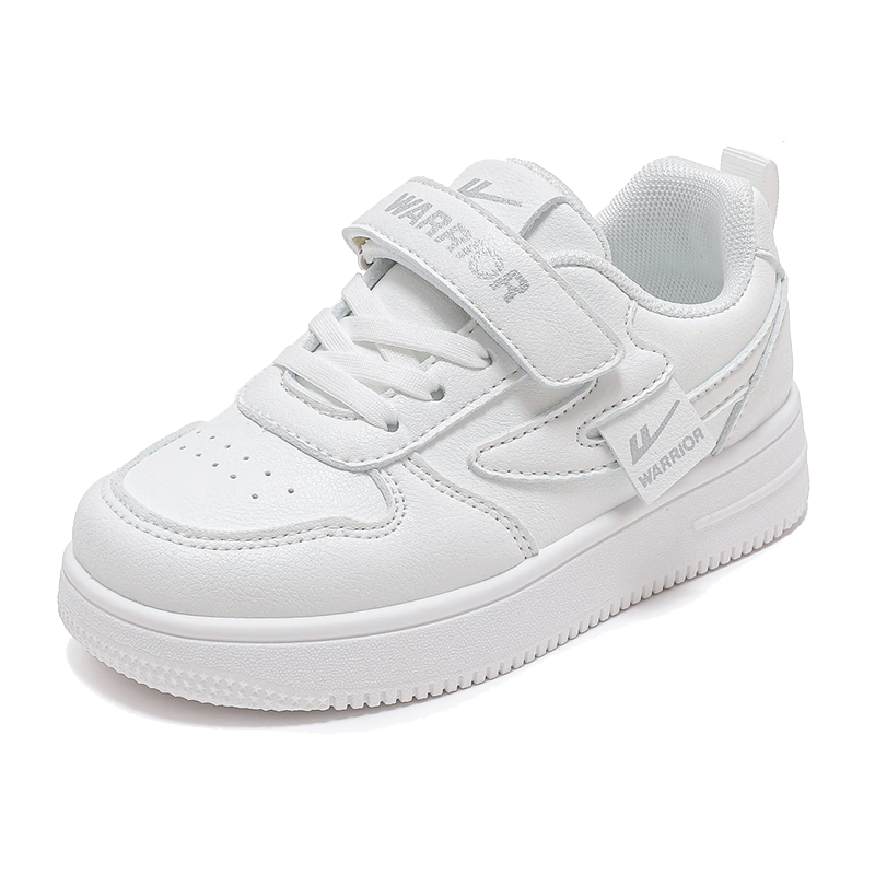 Warrior Children's Shoes Girls' Sports Shoes Spring And Autumn Soft Sole Sneakers Boys' School White Shoes WZ(CL)-0968 White Size 33