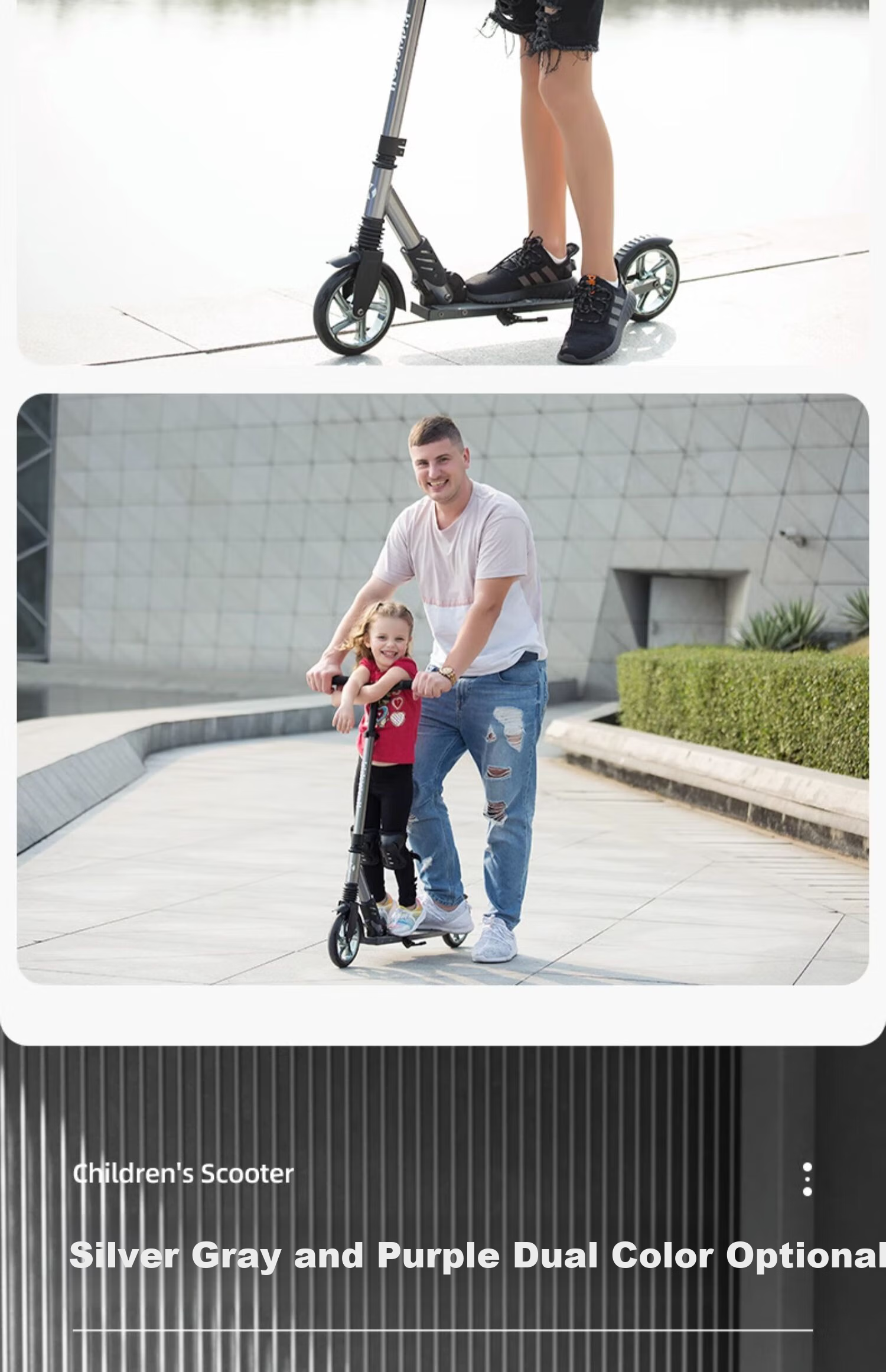 Kick'n'Roll Children's Scooter for Ages 6-8 Teenagers And Adults, Aluminum Alloy Foldable Two-Wheel Commuter Kickboard, Moonlight Silver 12