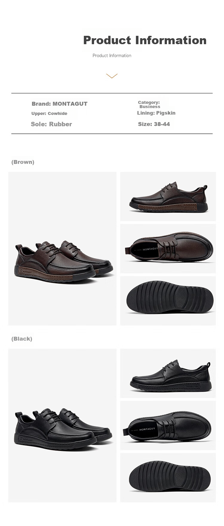 MONTAGUT Men's Leather Shoes, 2026 New Style British Light Luxury Business Casual Shoes, Top-Grain Cowhide Soft Sole Breathable Summer Footwear for Me 6