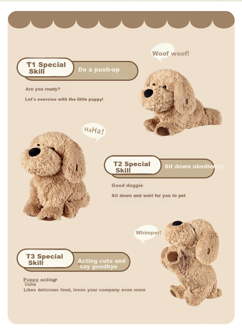 Auby Children's Plush Toy Dog, Musical Interactive Electronic Haki Pet Comforting Doll, Kekabu Birthday Gift 5