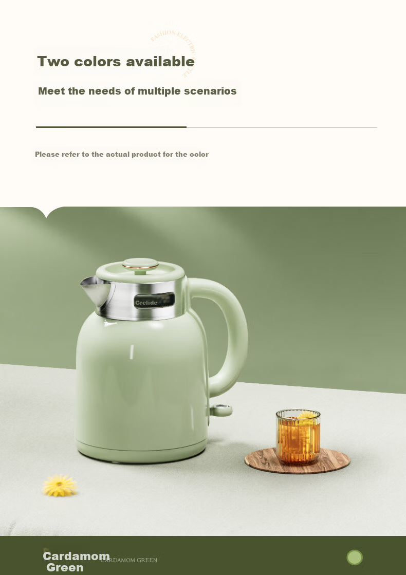 Grelide Pure Titanium Electric Kettle 99.9% Titanium Double-Layer Anti-Scald Large Capacity Smart Temperature Control Electric Water Boiler China Red D1215E 9