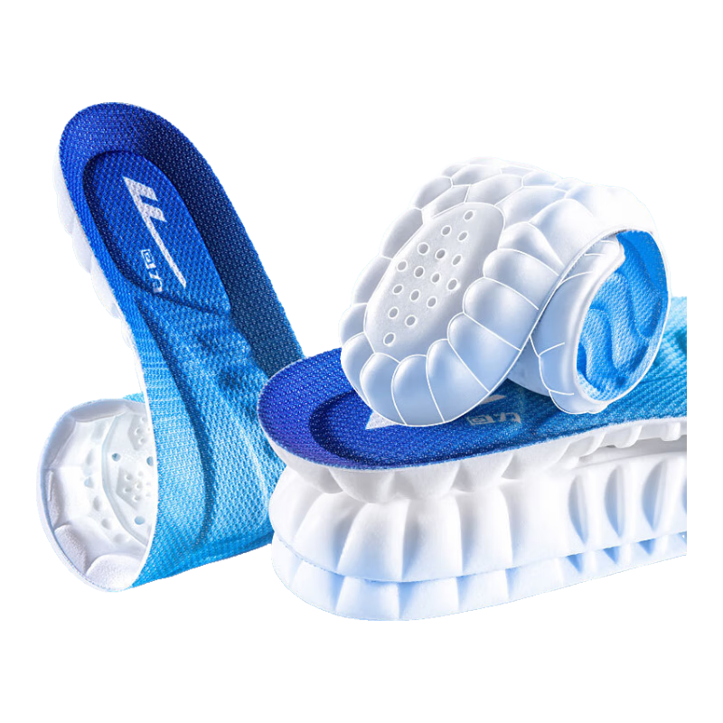 Warrior 2 Double Pack Insoles for Men, Sports Shock-Absorbing Soft Elastic Odor-Resistant Breathable Sweat-Absorbing Military Training 6030, 2 Pairs Blue, Size 41-42