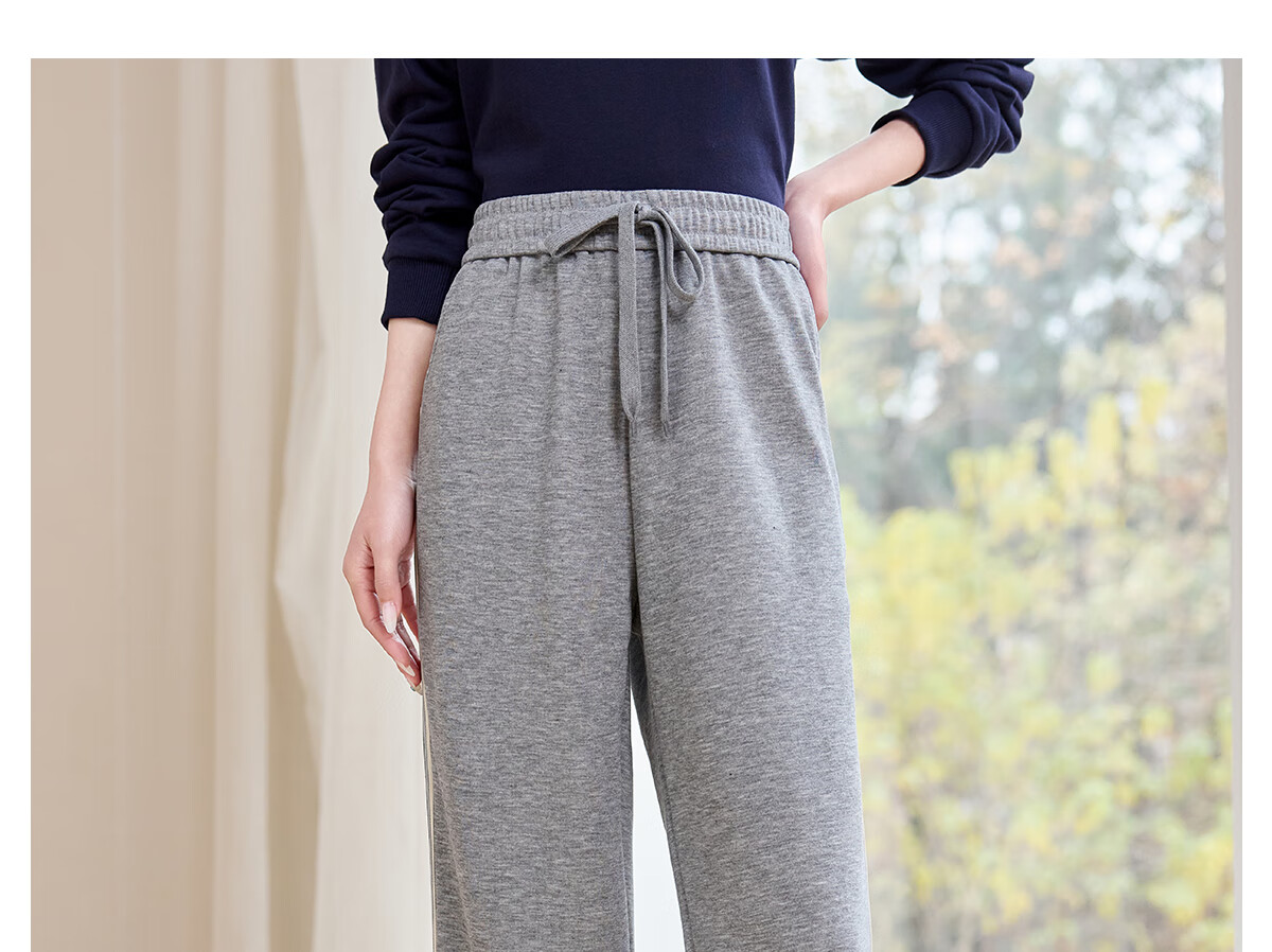 Halo Queen Casual Wide-Leg Pants for Women with Side Stripes Design, High-Waisted Loose Straight-Leg Trousers for Petite Figures H143K2003 37