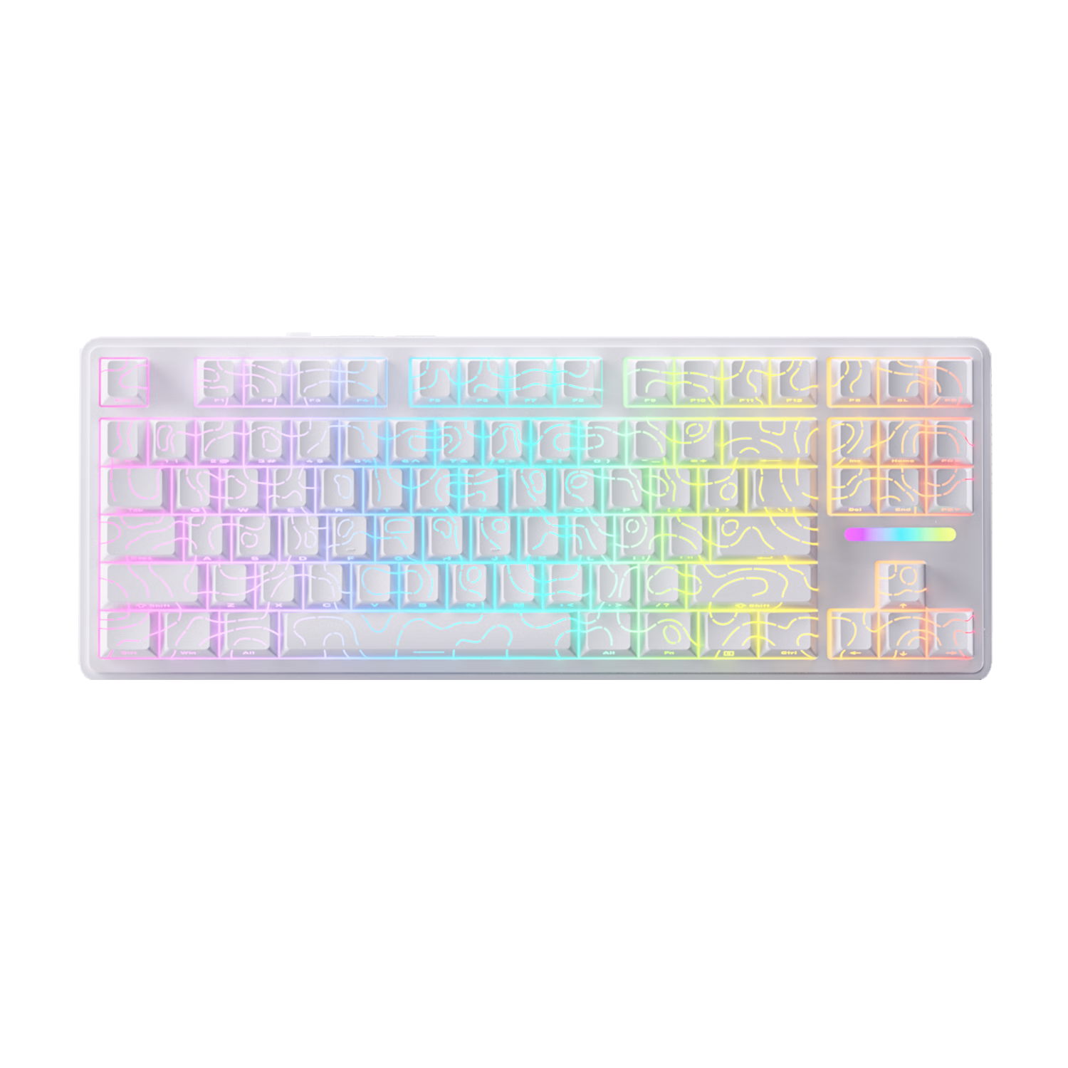 AUSDOM H87 Mechanical Keyboard, Wireless Bluetooth Tri-Mode Gasket Customized, 6-Layer Filling, Gaming E-Sports Office Computer, White Equal Height Lines, 87 Keys, 10000mAh Ultra-Fast Silver Switches