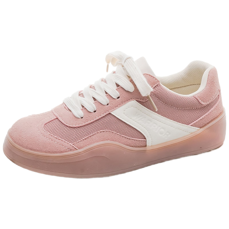 Huili Official Women's Sneakers, Spring 2026 New Comfortable Casual Women's Shoes, Pink And Beige, Size 39