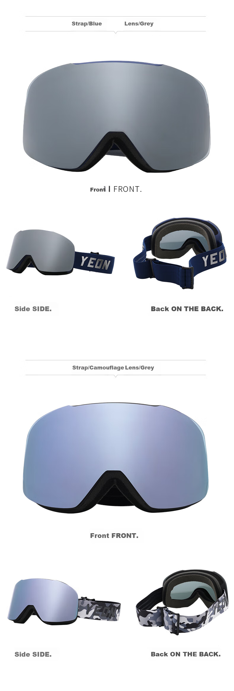 YEON Large Pillar Frameless Ski Goggles, Anti-Fog, Windproof, Protective Eyewear, Compatible with Prescription Lenses, 2SN1305-A901 3