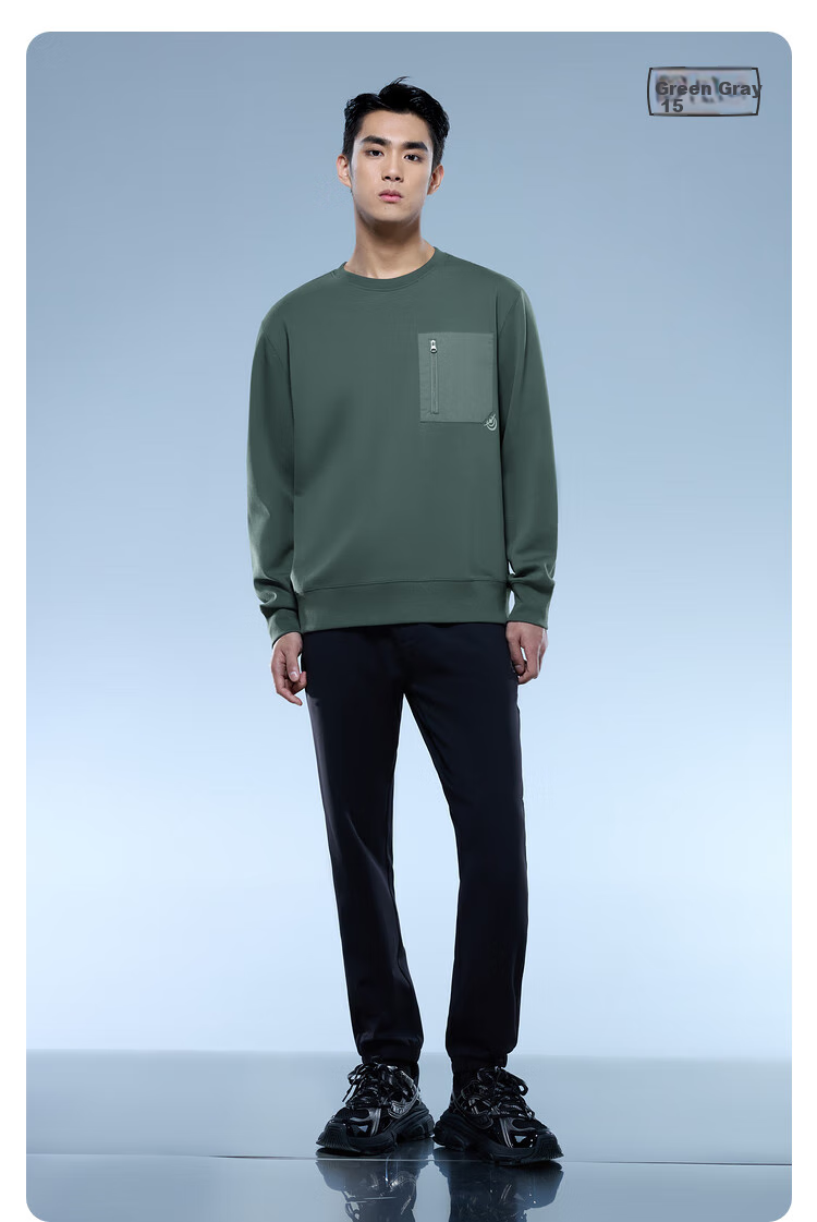 HLA Sweatshirt for Men, Spring 25 Light Business Aerospace Series, Round Neck, Slightly Elastic Long Sleeve for Me 9