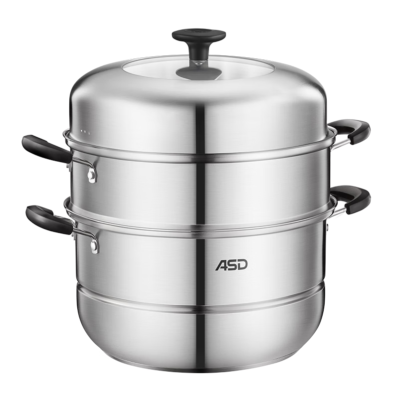 ASD Stainless Steel Three-Layer Steamer Pot, Household All-In Soup Pot for Steaming And Cooking, 30CM Steamer Basket, Compatible with Induction Cooker And Gas Stove, B3 Model