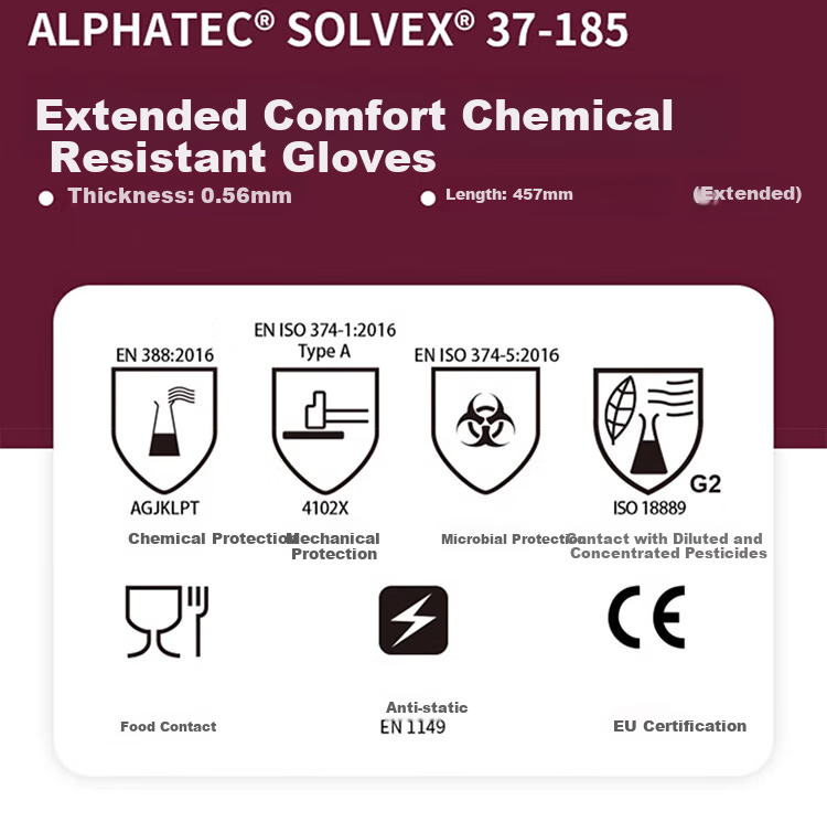 Ansell Acid And Alkali Resistant Solvent-Resistant Oil-Resistant Industrial Protective Gloves, Nitrile Rubber Gloves, 37-873, Size 8, 2 Pairs, Individually Packaged 14