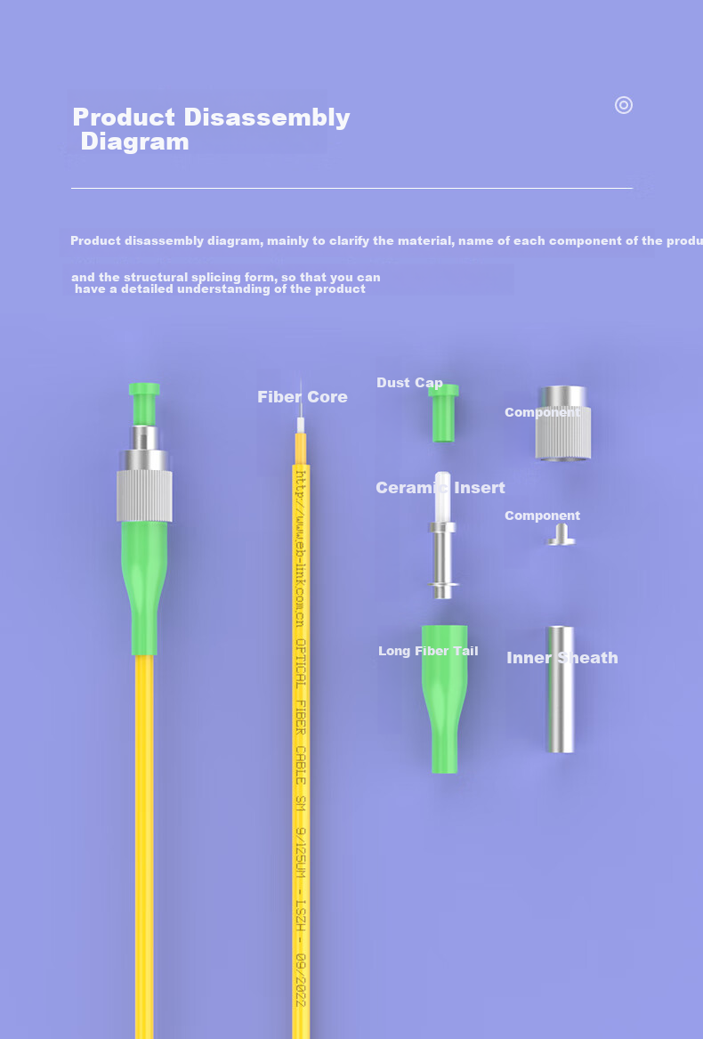 EB-LINK Engineering Telecom-Grade 3-Meter FC/APC-FC/APC Single-Mode Single-Core Fiber Optic Patch Cable, LSZH Low Smoke Zero Halogen Flame-Retardant, for IDC Server Rooms And Data Centers 6
