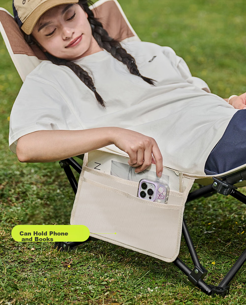 Xiao Mo Folding Recliner Chair with Padding Moon Chair Outdoor Portable Camping Chair Office Lazy Nap Folding Bed 10