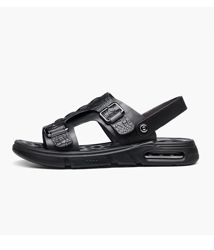 PLAYBOY Leather Sandals for Men, Summer Casual Beach Shoes, Breathable Slippers for Outdoor Wear, Dark Brown, Size 43 6