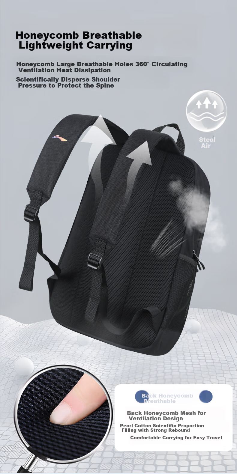 Li-Ning Backpack for Men And Women, Large Capacity School Bag for Middle School, High School And College Students, Outdoor Sports Travel Casual Hiking Backpack 5