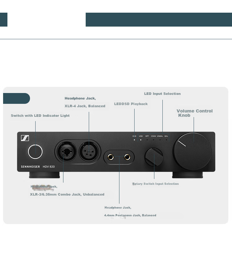 Sennheiser HDV820 Digital Headphone Amplifier, HIFI Ear Amplifier (Supports DSD256 Audio Files), Black 5