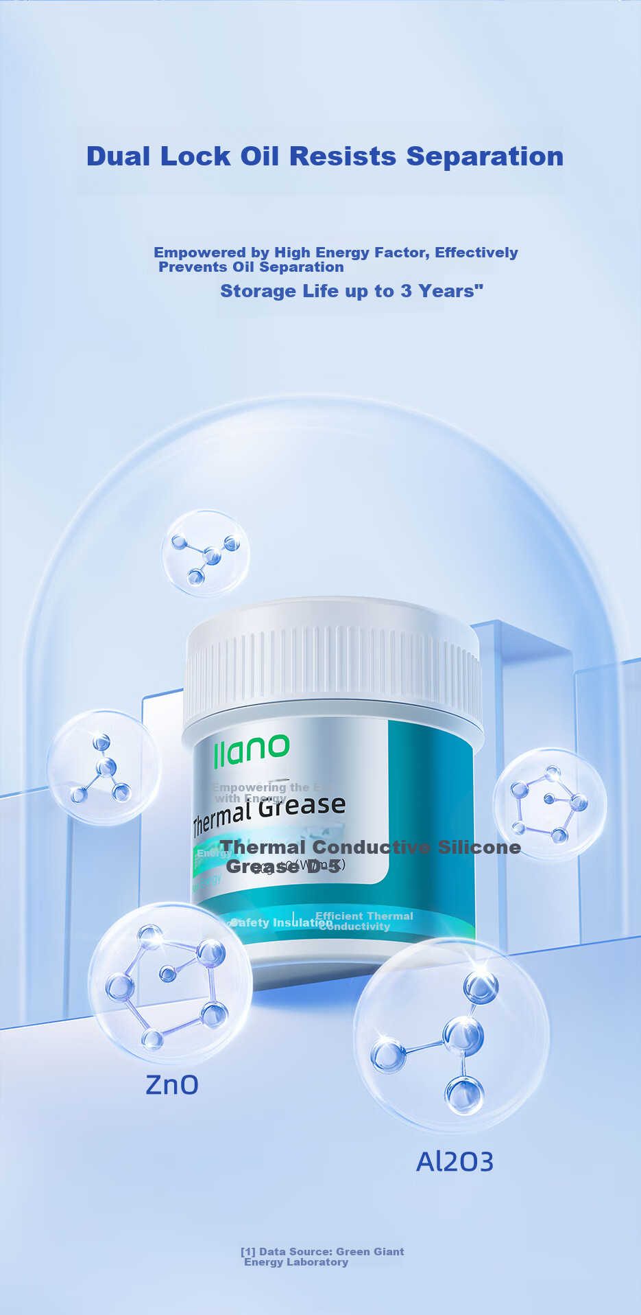 Llano Thermal Paste, CPU/GPU Cooling Silicone Grease, Desktop GPU Laptop Silicone, 20g Large Capacity D-6 Jar, High Thermal Conductivity, Heat Resistant, Long-Lasting 5
