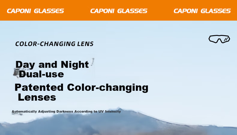 CAPONI Color-Changing Cycling Glasses for Men And Women, Sports Sunglasses, Day And Night Use, Outdoor UV Protection, Windproof Goggles 6