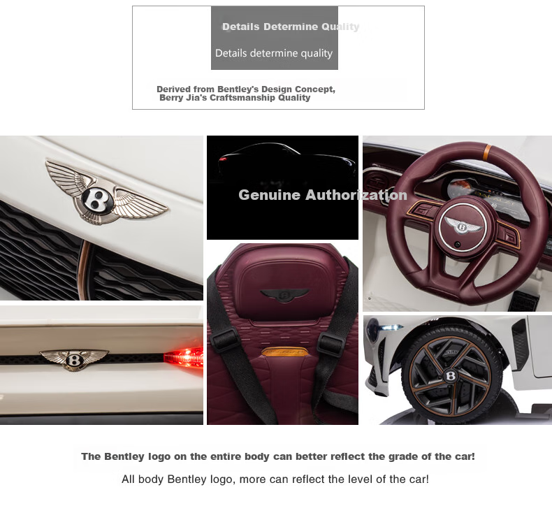 BeRica Children's Electric Car, Four-Wheel Vehicle, Authorized by Bentley, Remote Control, Toy Car for Boys And Girls, Rideable, Baby Gift 22