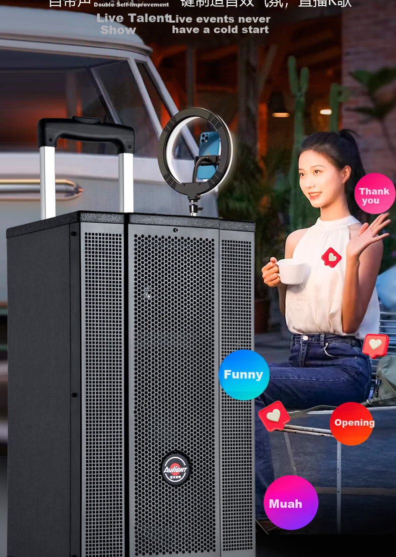 Ailang K52 Square Dance Speaker, Heavy Bass, Home And Outdoor Karaoke, Electric Guitar Folk Acoustic Instrument Speaker, Performance Bluetooth Trolley Speaker with Microphone, 12-Inch 4