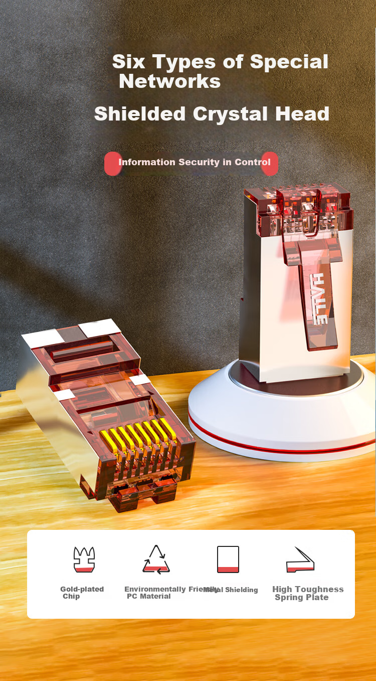 HAILE, Internal And External Network Converter Dedicated Network Shielding Network Irregular Crystal Head, HP-517(Red A), 100 Pieces/box 1