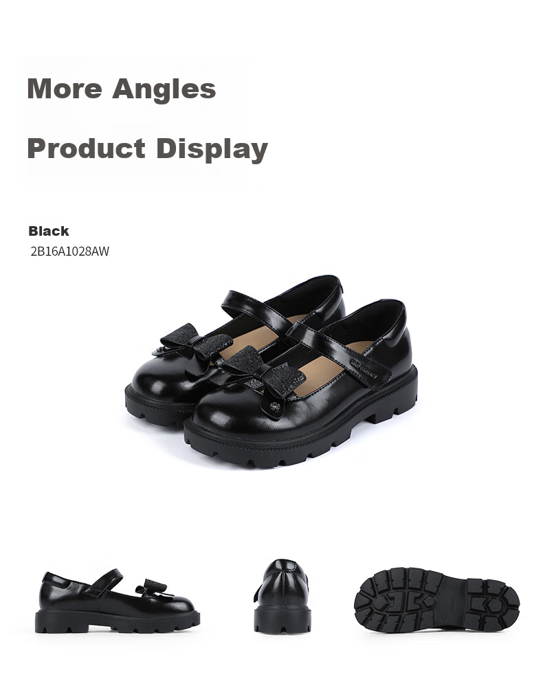 DR·KONG Leather Shoes, Spring Girls' Black Princess Formal Shoes, British Style Children's Leather Shoes, 2B16A1028AW, Black, Size 29 4