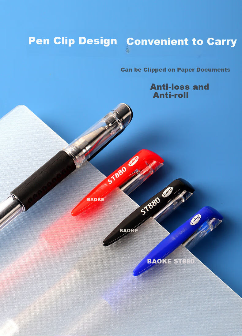 BAOKE ST880 Gel Pen 0.5mm Blue ST Conical Tip Pen for Students, Office, And Signing 12 Pens/Box 5