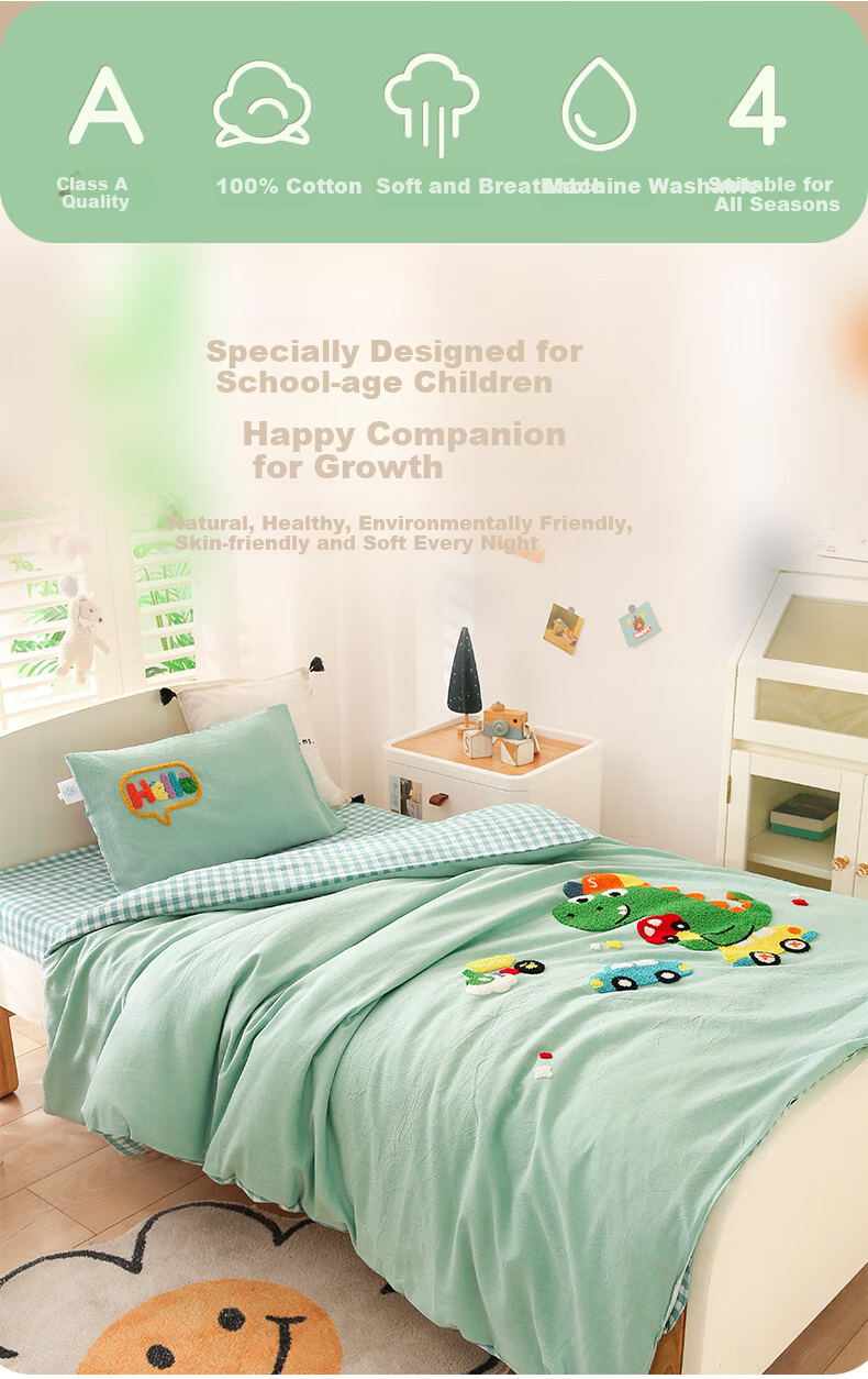 JaCe Kindergarten Bedding Set, All-Cotton Three-Piece Set, Baby Seven-Piece Set, Washable Student Multi-Piece Set, Luobo Xiaotu 2