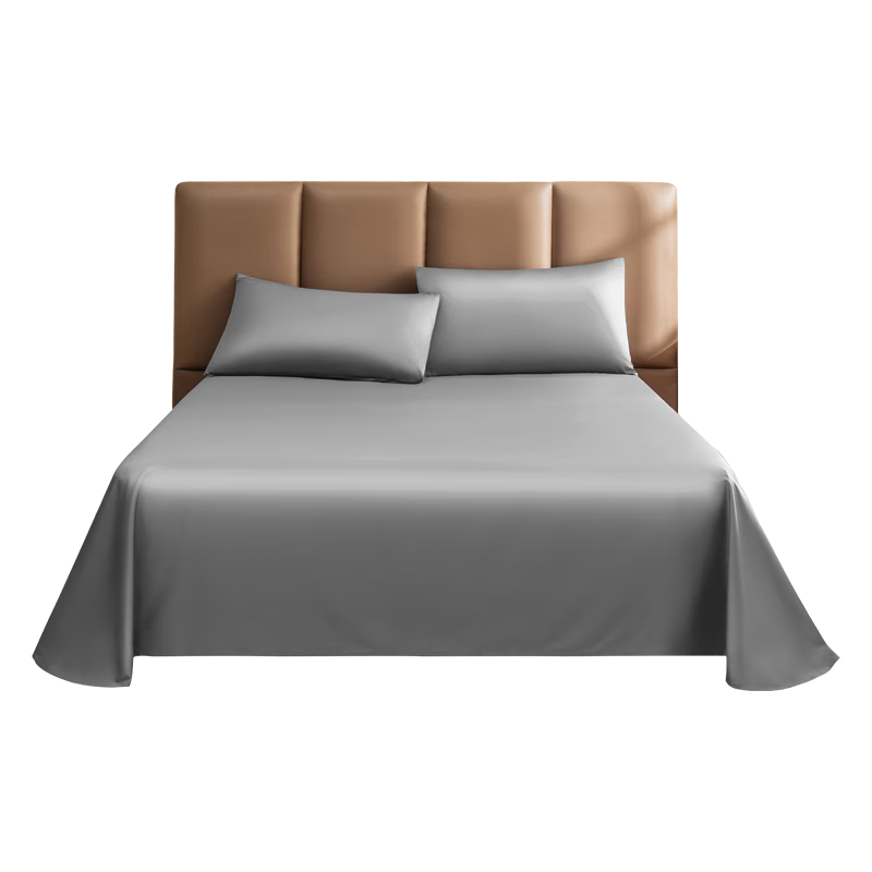 JD Original 60-Count Long-Staple Cotton Sateen Bed Sheet, Class A Pure Cotton Bed Cover, Single Piece, 245x270cm, Snow Gray