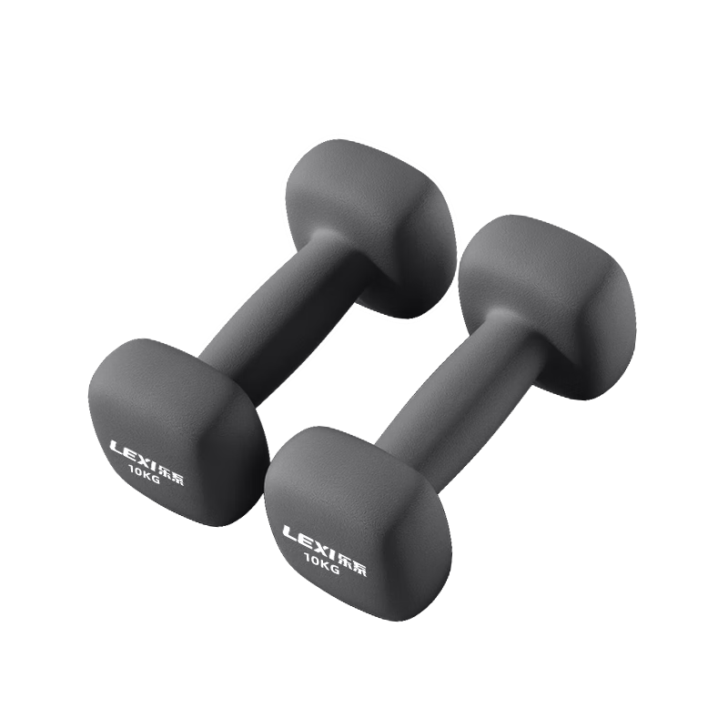 Lexi Plastic-Coated Dumbbells for Men's Home Fitness Equipment, Strength Training And Full-Body Muscle Shaping, Graphite Gray 10kg*2 Pieces