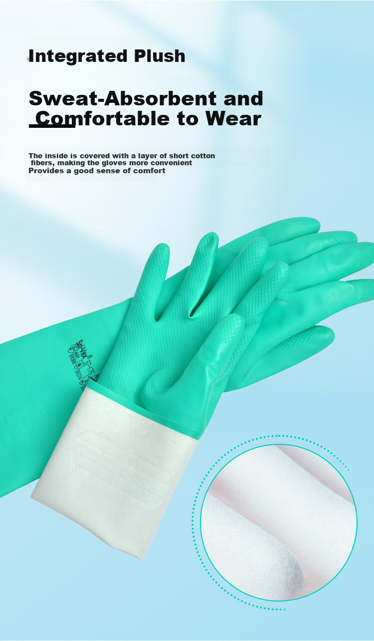 Ansell Acid And Alkali Resistant Solvent-Resistant Oil-Resistant Industrial Protective Gloves, Nitrile Rubber Gloves, 37-873, Size 8, 2 Pairs, Individually Packaged 7