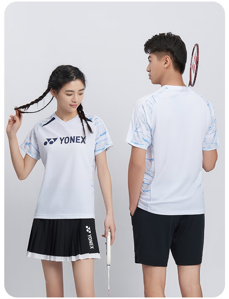 YONEX Badminton Shirt for Women, Quick-Dry Short-Sleeve Sports Top, Professional Competition Uniform, 210015BCR White O 7