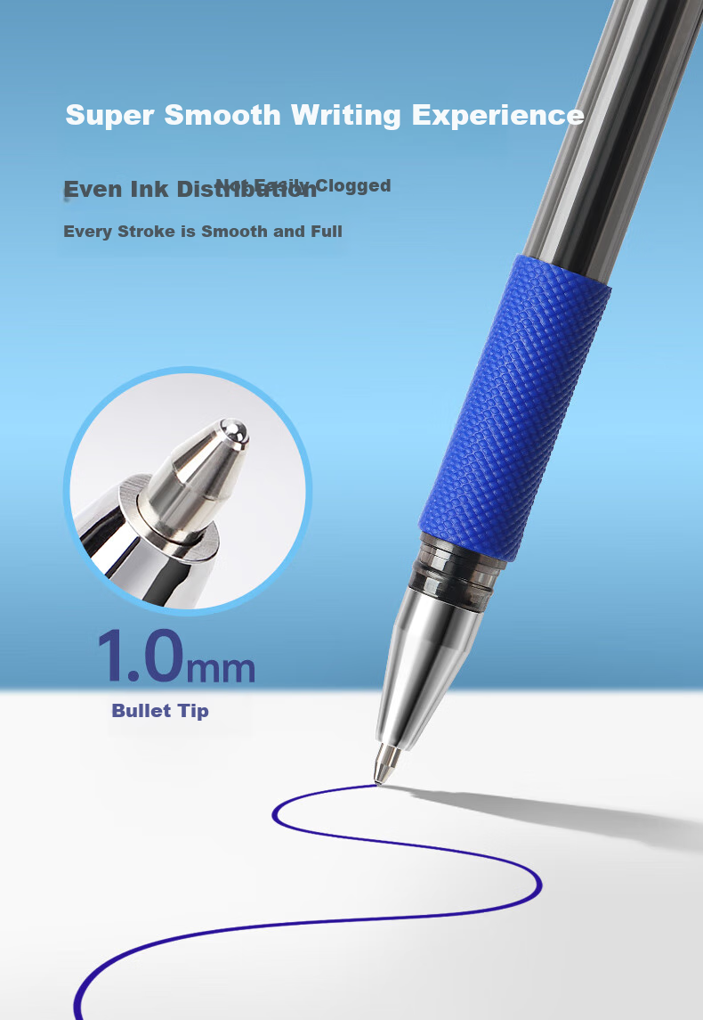 BAOKE B82 Ballpoint Pen, Medium Oil Pen, 1.0mm Bullet Tip, for Students And Office Use, Ballpoint Pen for Bills, Blue, 12 Pens/box 3