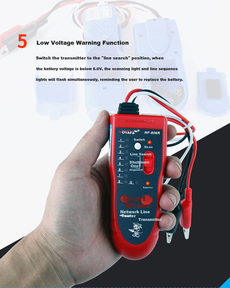 Jingmingshu NF-806R Cable Tracker, Network Tester, Wire Finder, Line Detector, Cable Tester, Network Cable Tester, Cable Locator 8