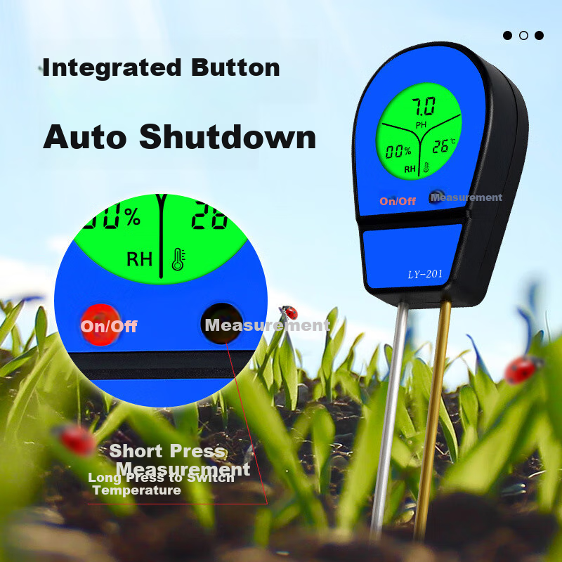 Lecarey 3-in-1 Soil Tester with Digital Display - High Accuracy Temperature, Humidity, pH, Acidity and Alkalinity Meter for Plant Nutrition Testing