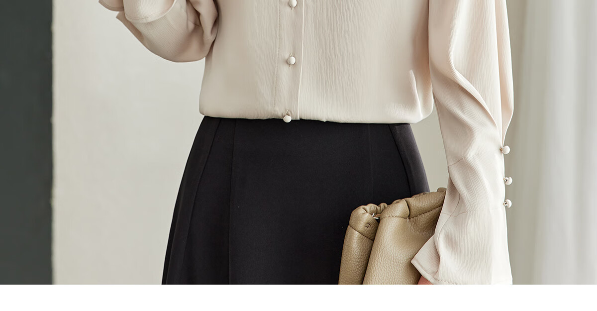 YUZHAOLIN V-Neck Faux Placket Romantic Ruffle Sleeve Long Sleeve Shirt Fashion Casual Work Blouse Y51S015 5