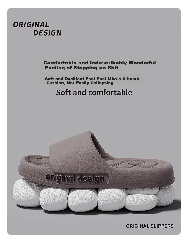 GUOLUOFEI Slip-On EVA Slippers for Men And Women, Summer Bathroom Shower Large Size Non-Slip Men's Sandals, Beige, Size 36-37 2