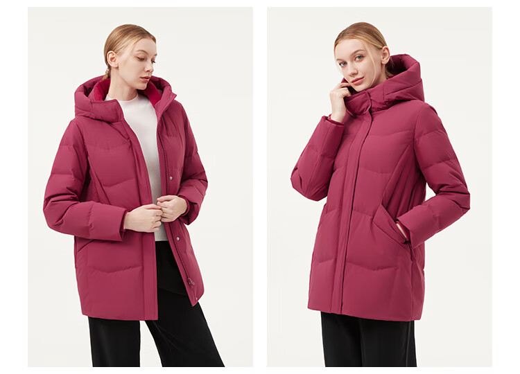 Tanboer Women's Mid-Length Hooded Down Jacket Casual Thickened Coat for Moms 510506D Black Size 170 22