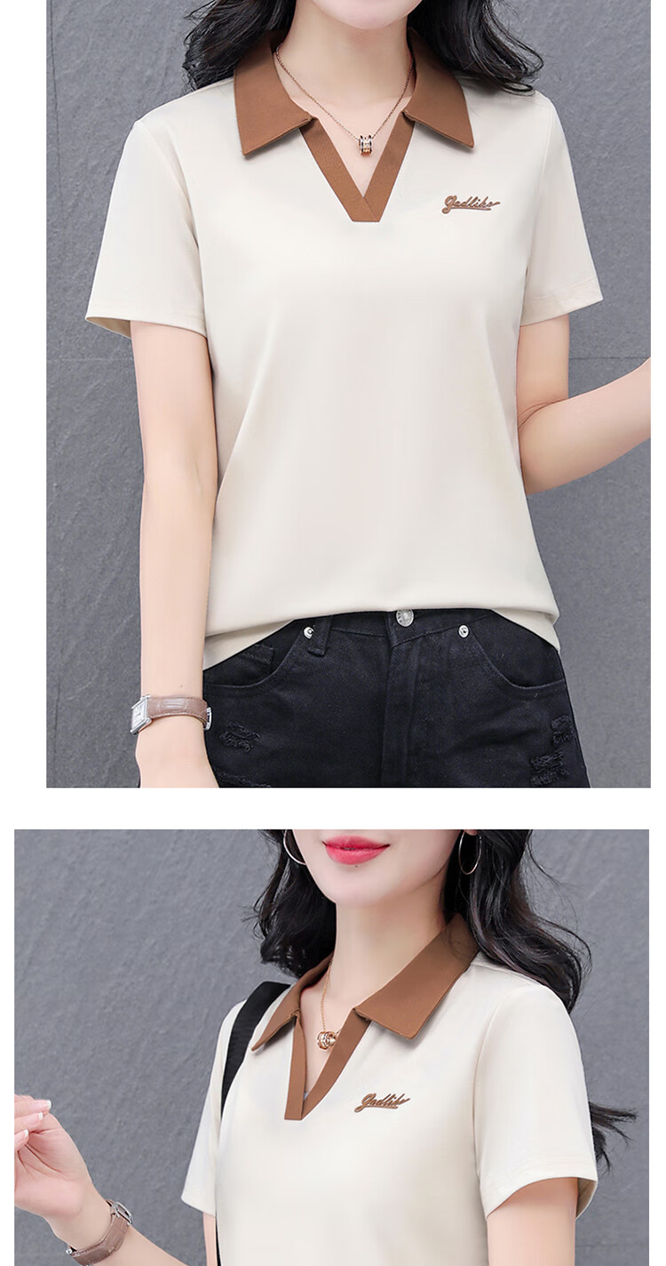 Woodpecker Women's Short Sleeve Polo Shirt Summer Ice Silk Slim Fit Breathable Sports Top Black M 14