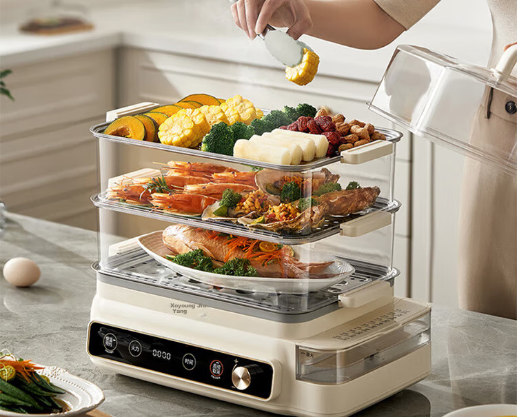 Joyoung Household 3-Layer Electric Steamer Pot, 24L Multifunctional Pot, Stainless Steel Steaming Plate, Breakfast Pot, DZ220HG-GZ578 8