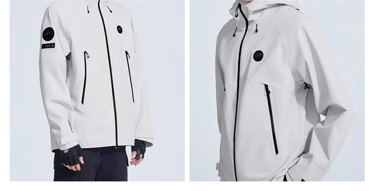 CAMEL Panda Single-Layer Windbreaker Jacket, Casual Windproof And Waterproof Outdoor Hiking Wear B113, Glacier Gray, XS 25