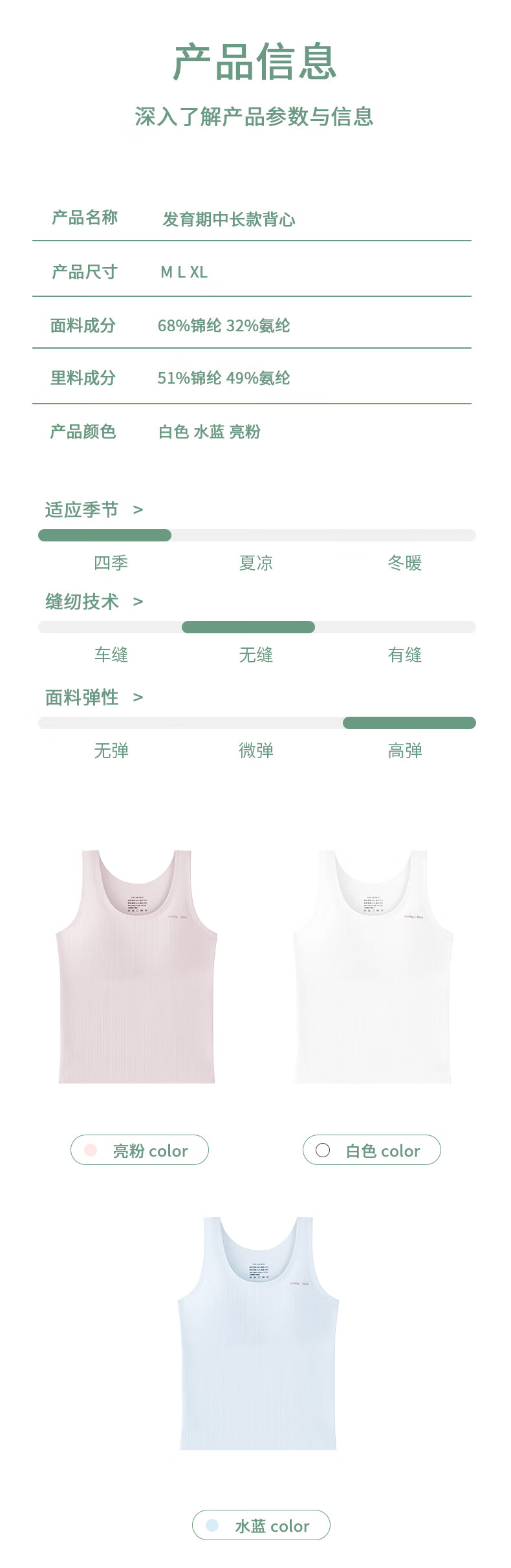 LangSha Girls' Vest Bra for Students Children's Developmental Period Girls' Bra 6-12 Years Old Strap Outside Wearing Girls 1