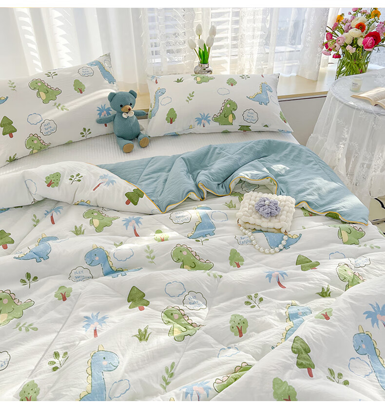 Wuyinliangpin Class A 20% Soybean Fiber Air Conditioning Quilt, Washable Summer Cool Quilt, Double Bed Comforter, 200*230cm, Dinosaur Planet Desig 6